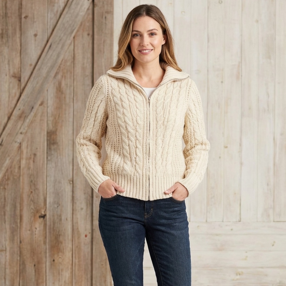 Hippie Rose Cream Cable Knit Cardigan